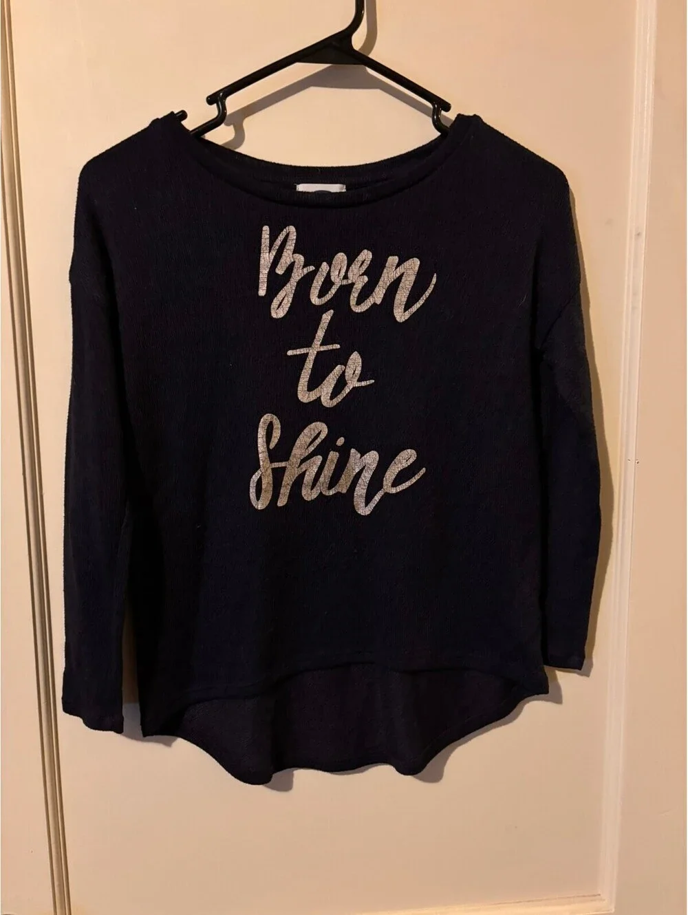 Old Navy Navy Blue 'Born to Shine' Long Sleeve Sweater Size M